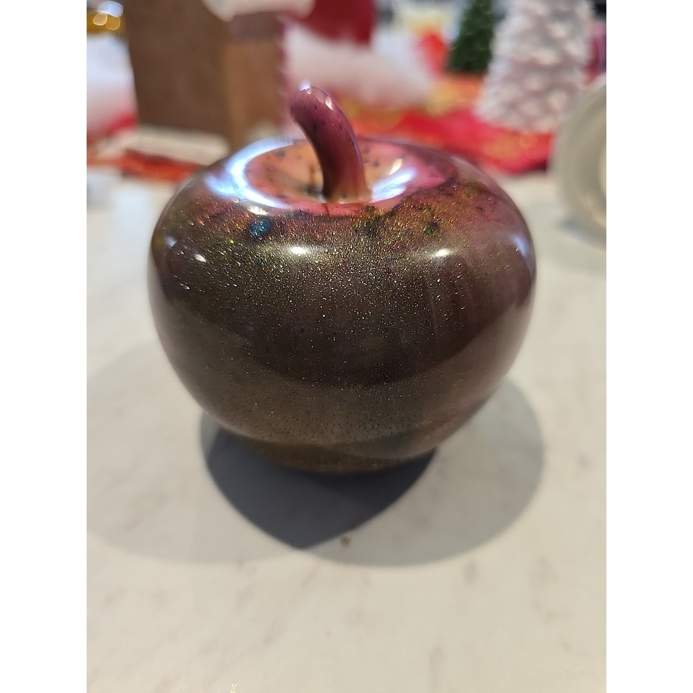 Handmade Resin Apple Decoration Gift Pink Green Silver Sparkle. 639